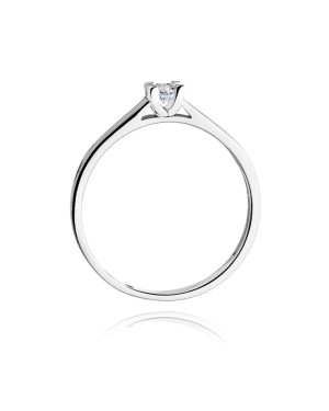 Złoty pierścionek zaręczynowy z diamentem białe złoto 0,08ct