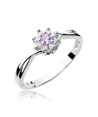 Amethyst engagement ring white gold 0.10ct