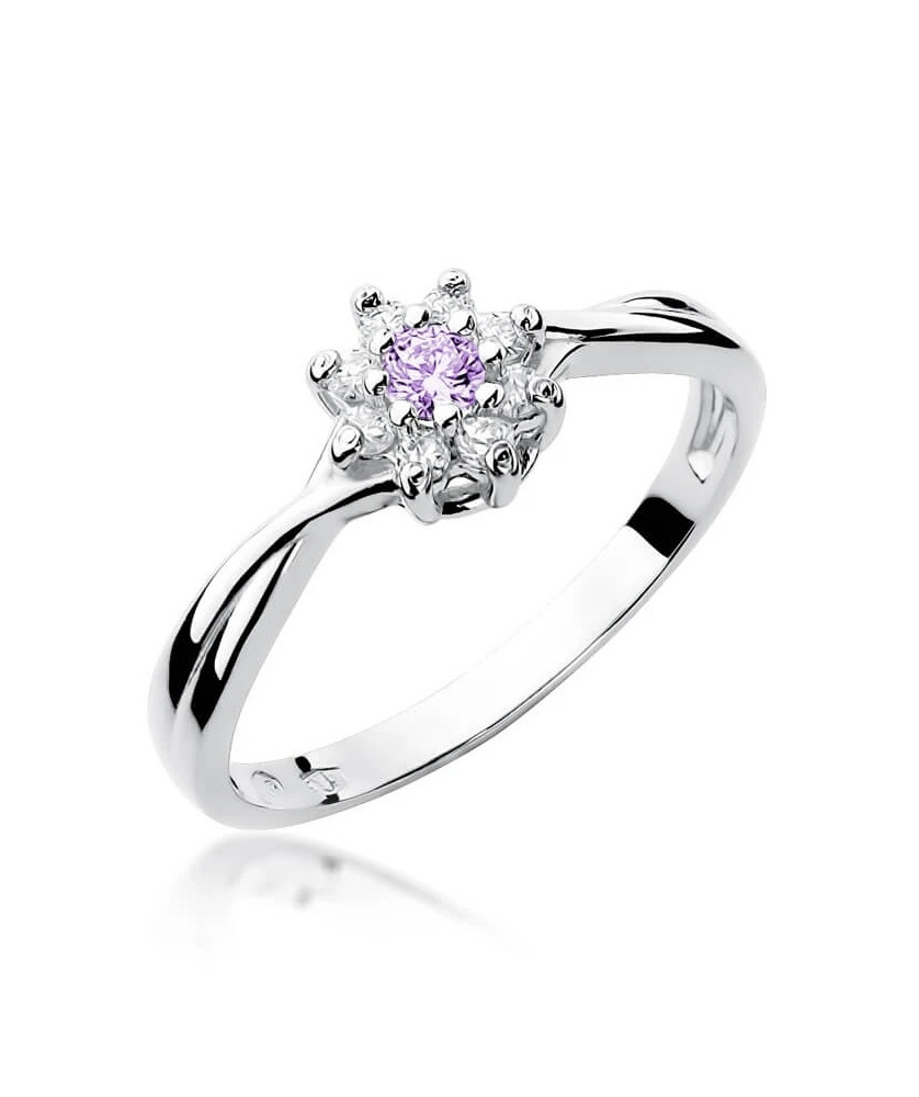 Amethyst engagement ring white gold 0.10ct