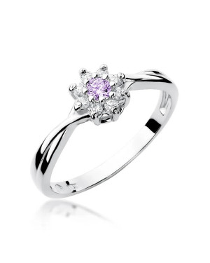 Amethyst engagement ring white gold 0.10ct