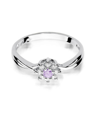 Amethyst engagement ring white gold 0.10ct