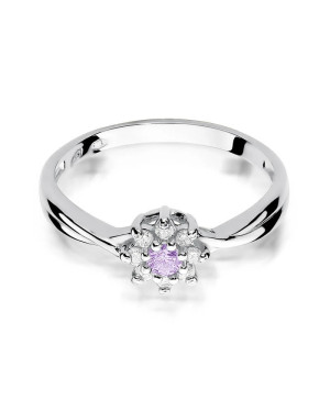 Amethyst engagement ring white gold 0.10ct