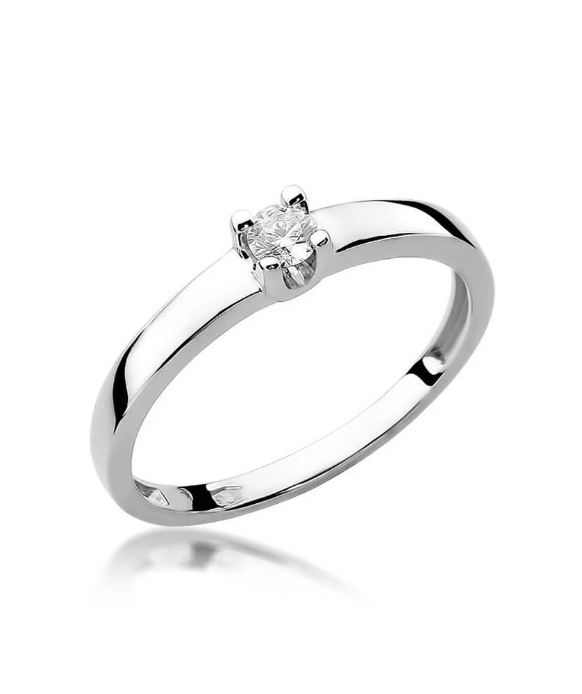 Złoty pierścionek z diamentem Białe złoto EW-225 0,08ct