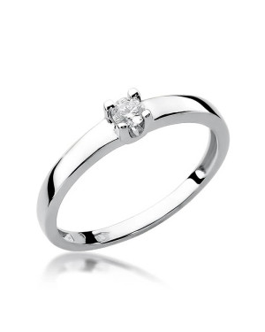 Złoty pierścionek z diamentem Białe złoto EW-225 0,08ct
