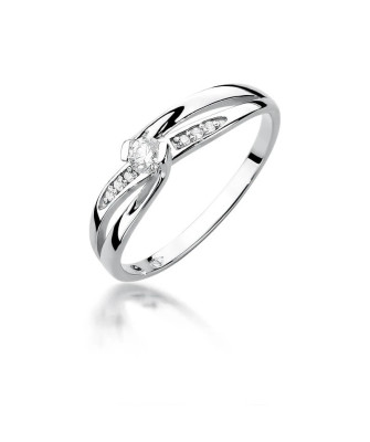 Złoty pierścionek z diamentem Białe złoto EW-415 0,13ct
