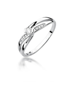 Złoty pierścionek z diamentem Białe złoto EW-415 0,13ct