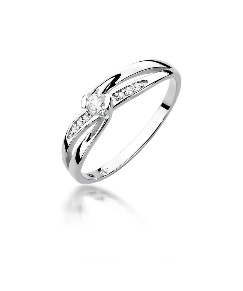 Złoty pierścionek z diamentem Białe złoto EW-415 0,13ct