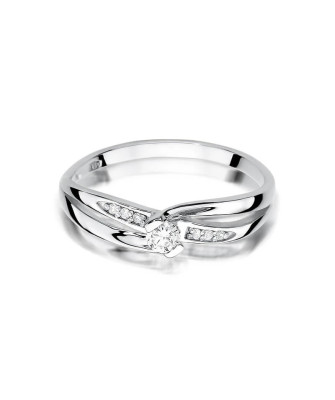 Gold ring with diamond White gold EW-415 0.13ct