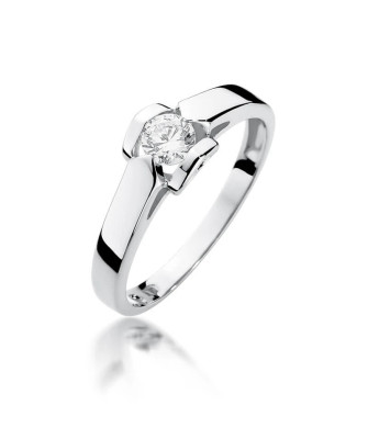 Złoty pierścionek z diamentem Białe złoto EW-320 0,30ct