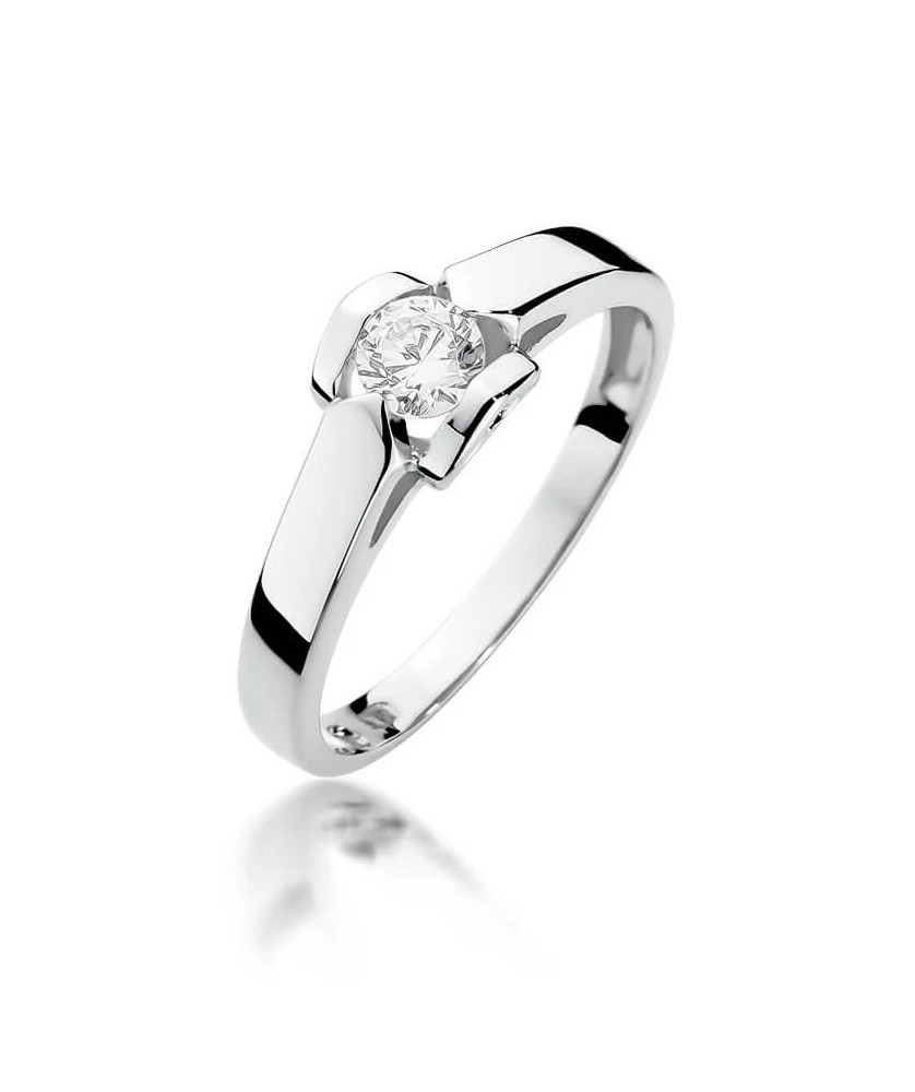 Złoty pierścionek z diamentem Białe złoto EW-320 0,30ct