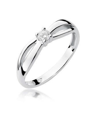 Złoty pierścionek z diamentem Białe złoto EW-248 0,10ct