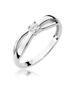 Złoty pierścionek z diamentem Białe złoto EW-248 0,10ct
