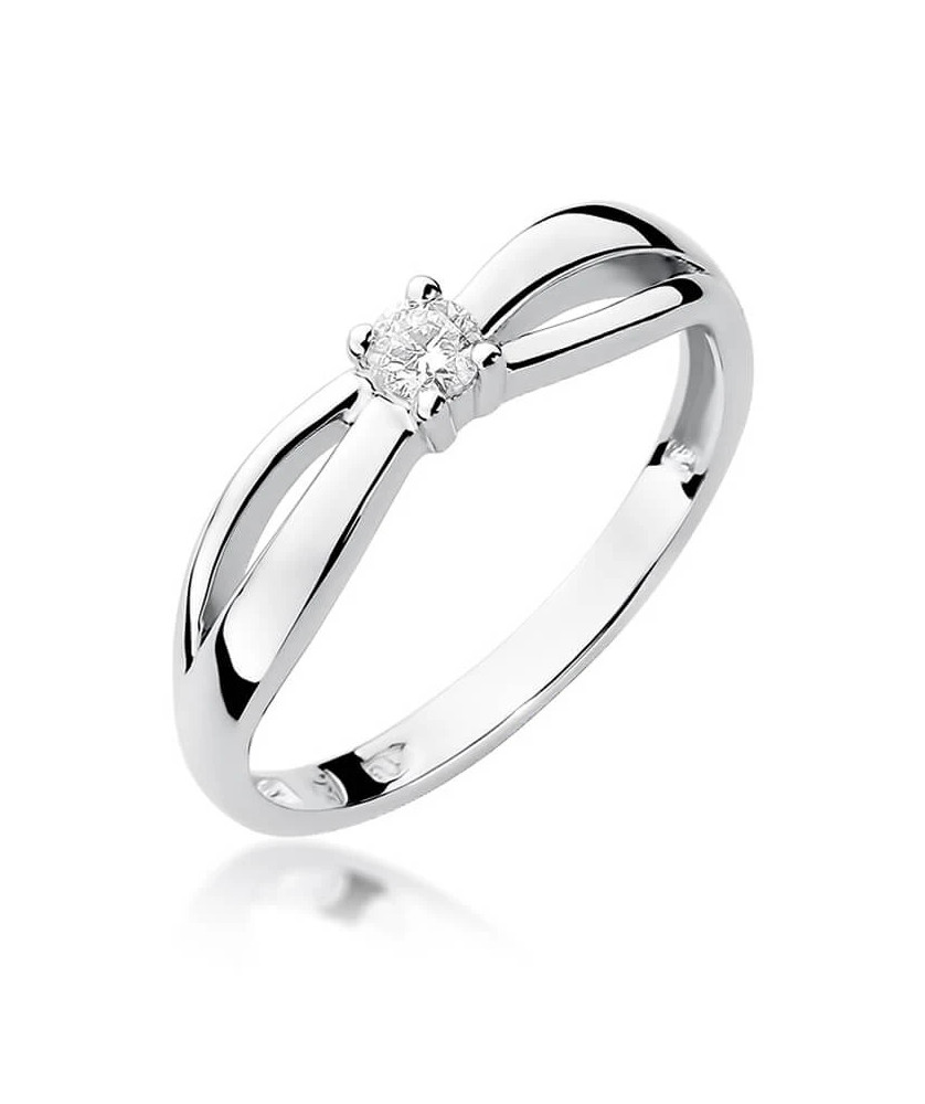 Złoty pierścionek z diamentem Białe złoto EW-248 0,10ct