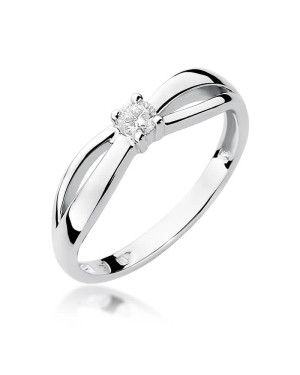 Złoty pierścionek z diamentem Białe złoto EW-248 0,10ct