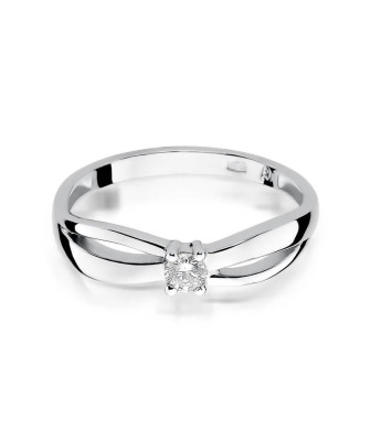 Złoty pierścionek z diamentem Białe złoto EW-248 0,10ct