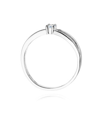 Złoty pierścionek z diamentem Białe złoto EW-248 0,10ct