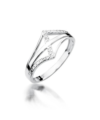 Złoty pierścionek z diamentem Białe złoto EW-114 0,03ct