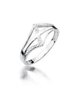 Złoty pierścionek z diamentem Białe złoto EW-114 0,03ct