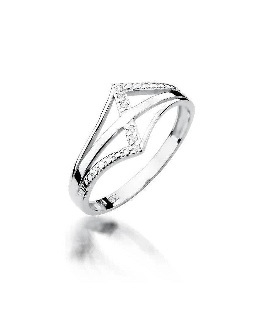 Złoty pierścionek z diamentem Białe złoto EW-114 0,03ct
