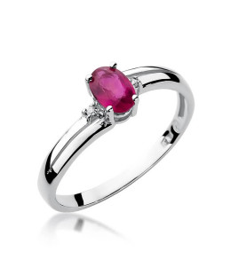 Gold ring with diamond White gold EW-68 ruby
