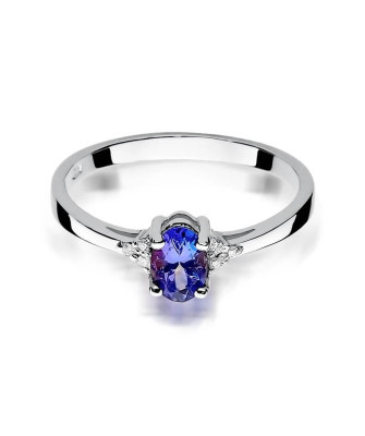 Pierścionek zaręczynowy z szafirem białe złoto