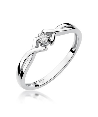 Złoty pierścionek z diamentem Białe złoto EW-190 0,04ct