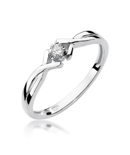 Złoty pierścionek z diamentem Białe złoto EW-190 0,04ct