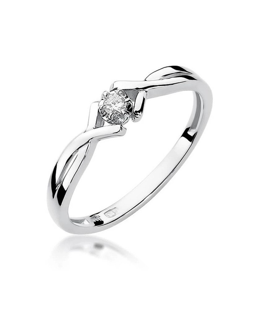 Złoty pierścionek z diamentem Białe złoto EW-190 0,04ct