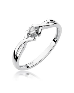 Złoty pierścionek z diamentem Białe złoto EW-190 0,04ct