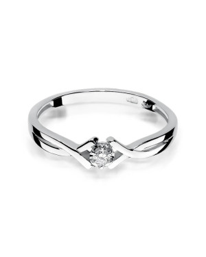 Złoty pierścionek z diamentem Białe złoto EW-190 0,04ct