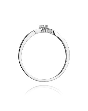 Złoty pierścionek z diamentem Białe złoto EW-190 0,04ct