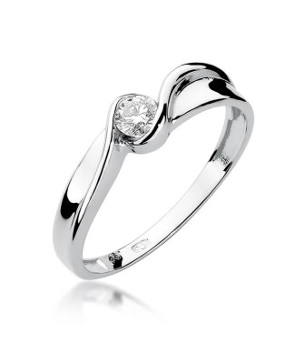 Złoty pierścionek z diamentem Białe złoto EW-278 0,15ct