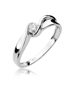 Złoty pierścionek z diamentem Białe złoto EW-278 0,15ct