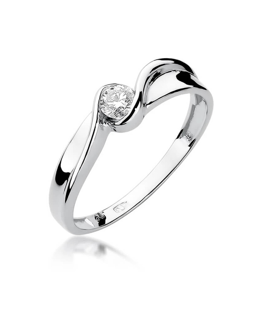 Złoty pierścionek z diamentem Białe złoto EW-278 0,15ct