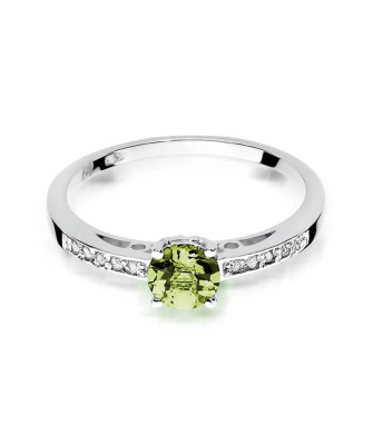 Złoty pierścionek z oliwinem białe złoto 0,60ct