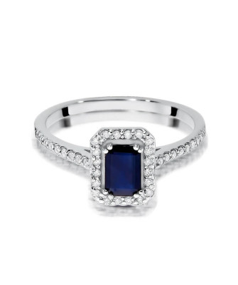 Gold ring with sapphire white gold
