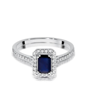 Gold ring with sapphire white gold
