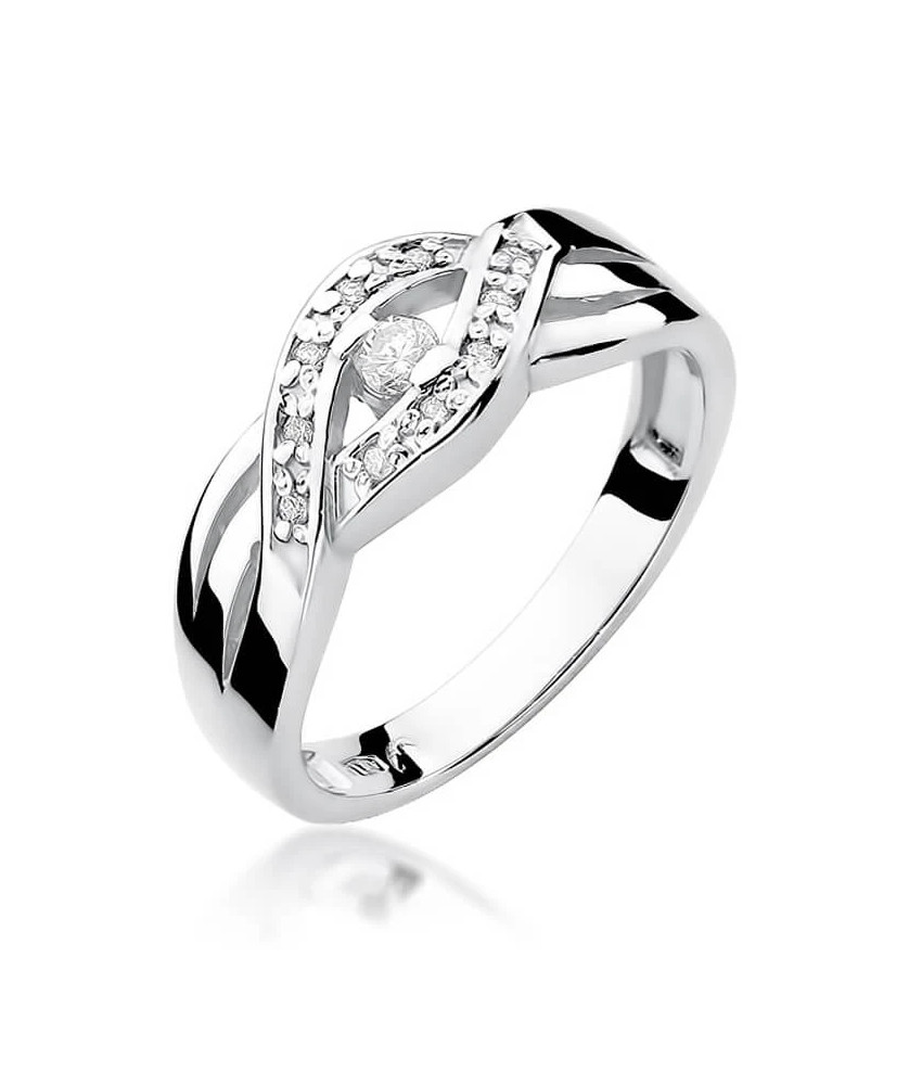 Złoty pierścionek z diamentem Białe złoto EW-83 0,10ct