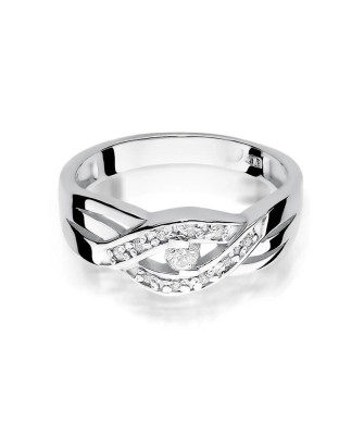 Złoty pierścionek z diamentem Białe złoto EW-83 0,10ct