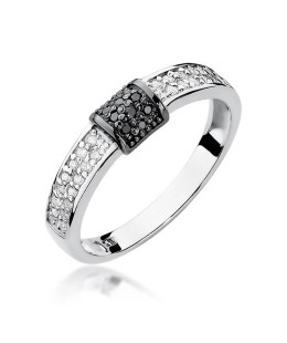 Złoty pierścionek z diamentem Białe złoto EW-297 białe brylanty 0,14ct