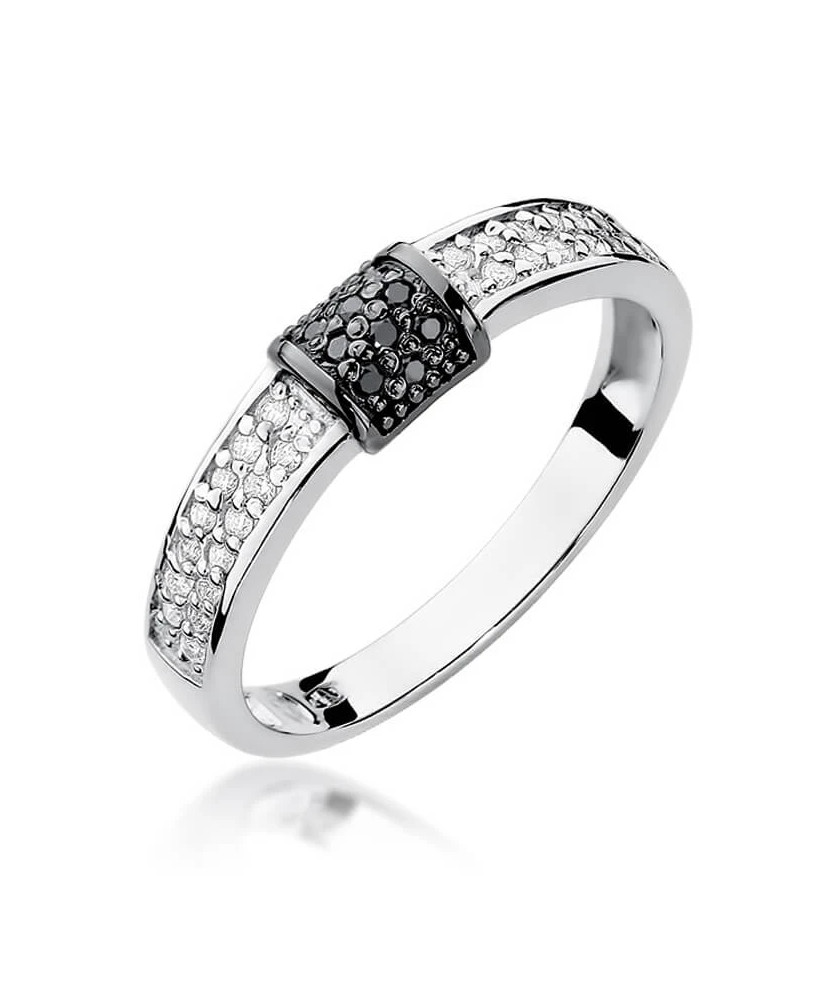 Złoty pierścionek z diamentem Białe złoto EW-297 białe brylanty 0,14ct