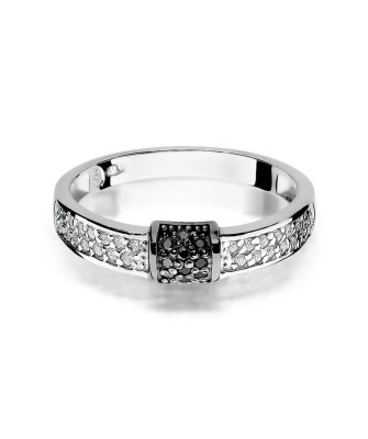 Złoty pierścionek z diamentem Białe złoto EW-297 białe brylanty 0,14ct