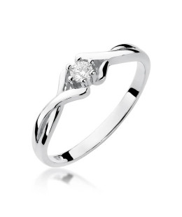 Złoty pierścionek z diamentem Białe złoto EW-190B 0,10ct