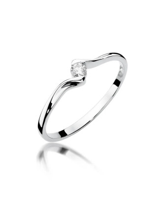 Złoty pierścionek z diamentem Białe złoto EW-332 0,09ct