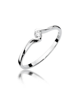 Złoty pierścionek z diamentem Białe złoto EW-332 0,09ct