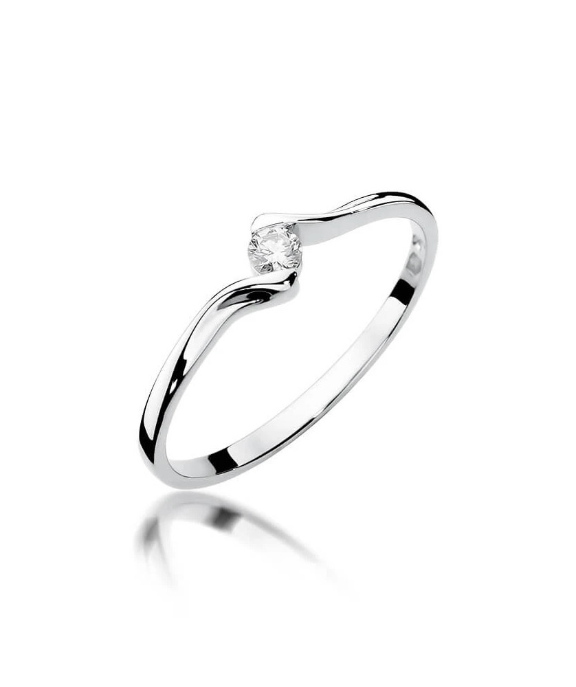 Złoty pierścionek z diamentem Białe złoto EW-332 0,09ct