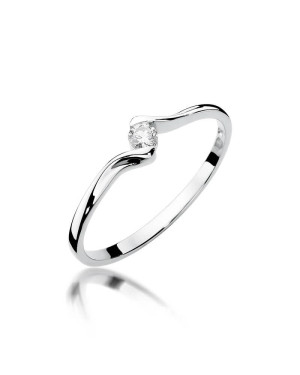 Złoty pierścionek z diamentem Białe złoto EW-332 0,09ct