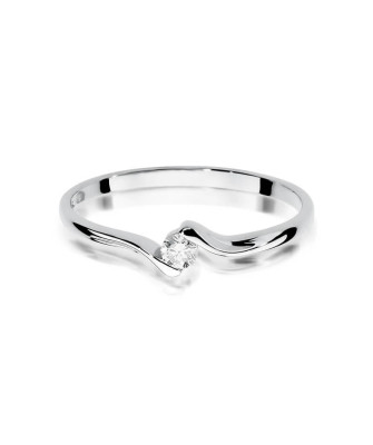 Złoty pierścionek z diamentem Białe złoto EW-332 0,09ct