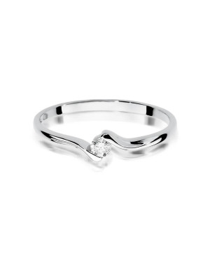 Złoty pierścionek z diamentem Białe złoto EW-332 0,09ct