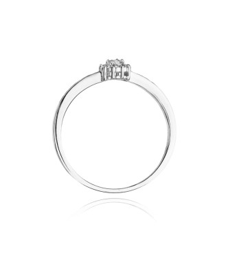 Złoty pierścionek z diamentami białe złoto 0,09ct